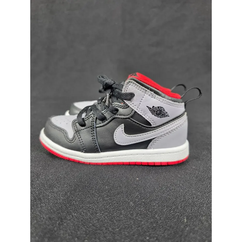 Nike Air Jordan 1 Mid Bred Shadow Black Grey Red Toddler Size 9C